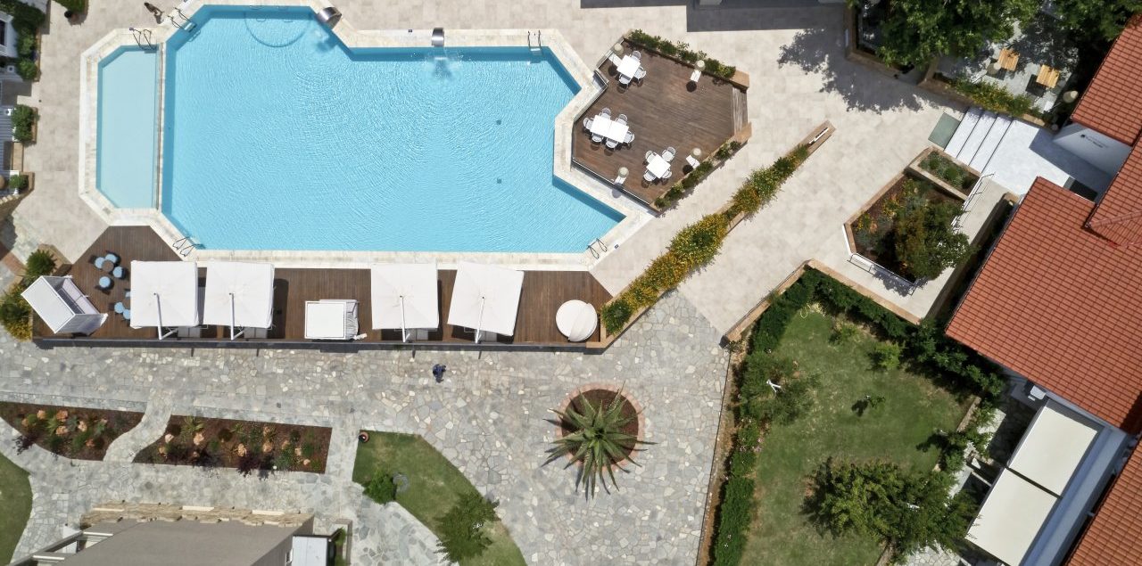 summer pool from above